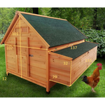 Großer Hühnerstall Bassette XXL 15 bis 18 Hühner grünes Dach