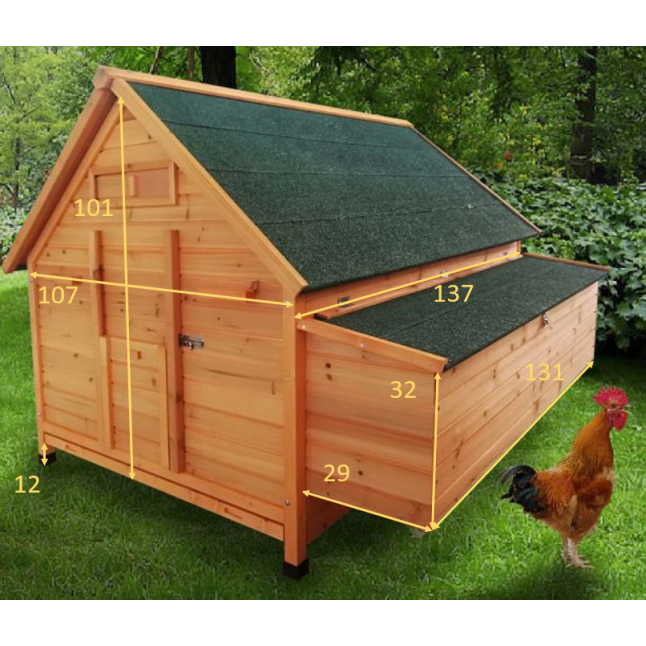 Großer Hühnerstall Bassette XXL 15 bis 18 Hühner grünes Dach