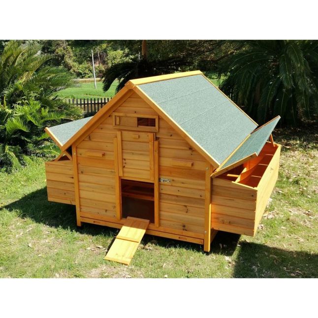 Großer Hühnerstall Bassette XXL 15 bis 18 Hühner grünes Dach