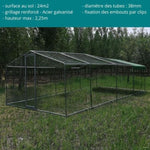 Hühnergehege - Gehege 24m² Ø38mm 8x3x2,25m - Verzinkter Stahl