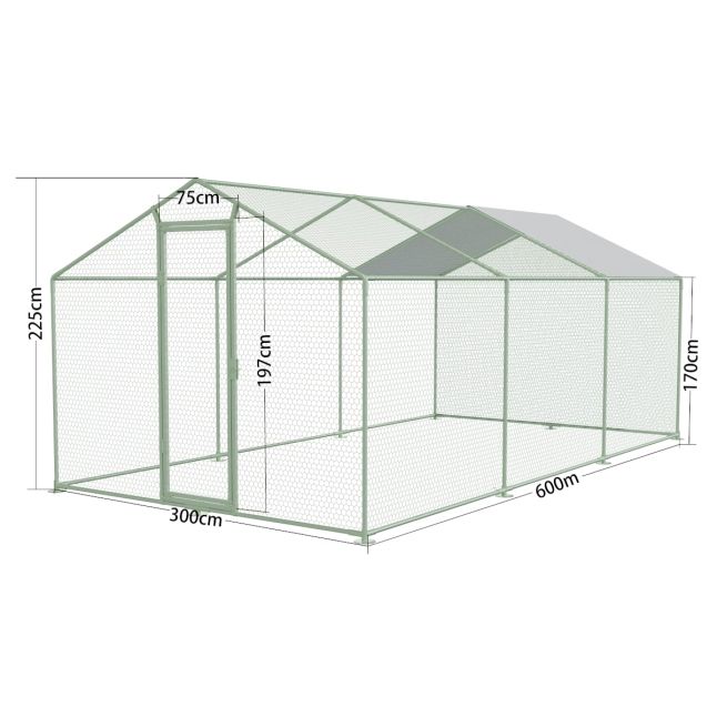 Hühnergehege - Gehege 18m² Ø38mm 6x3x2,25m - Verzinkter Stahl