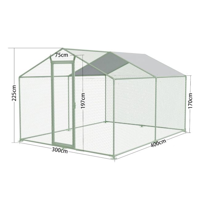 Hühnergehege - Gehege 12m² Ø38mm 4x3x2,25m - Verzinkter Stahl
