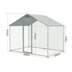 Hühnergehege - 6m² Ø38mm 2x3x2,25m - Verzinkter Stahl mit Plane