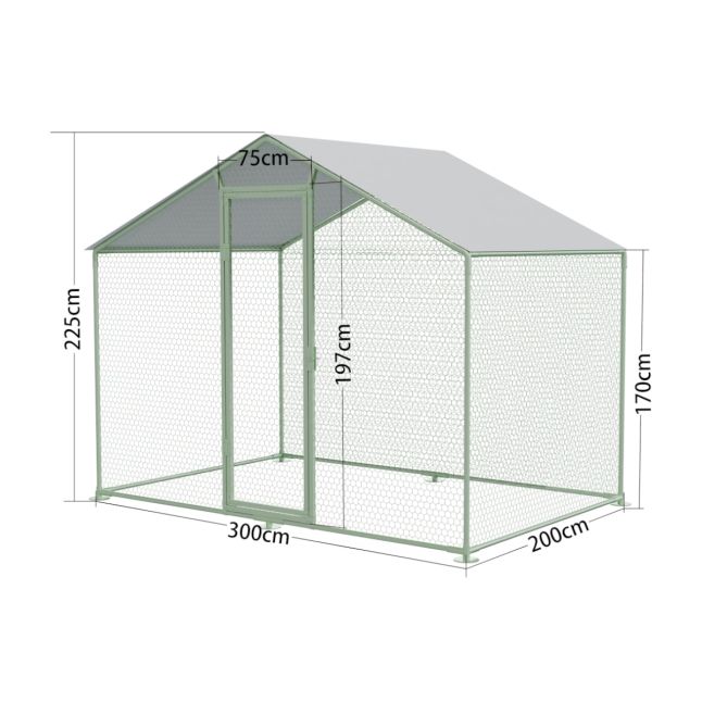 Hühnergehege - 6m² Ø38mm 2x3x2,25m - Verzinkter Stahl mit Plane