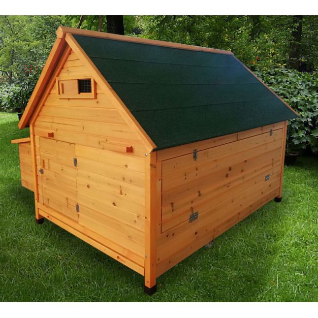 Großer Hühnerstall Bassette XXL 15 bis 18 Hühner grünes Dach