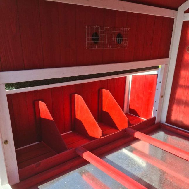 Hühnerstall Deluxe Rot grünes Schindeldach 10 bis 12 Hühner V3.0