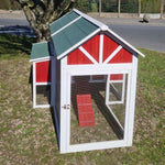Hühnerstall Deluxe Rot grünes Schindeldach 10 bis 12 Hühner V3.0