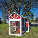 Hühnerstall Deluxe Rot grünes Schindeldach 10 bis 12 Hühner V3.0